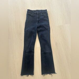 Mother The Hustler Ankle Fray Black Jeans size 25